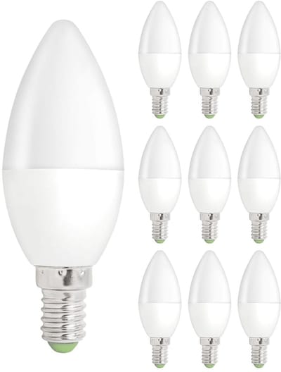 Spectrum LED Kaarslamp E14 - 1W - 230V - 90 Lumen - 6000K Koud Wit - Ø37mm - Voor Kroonluchter, Wandlamp of Sfeerverlichting - 10 stuks