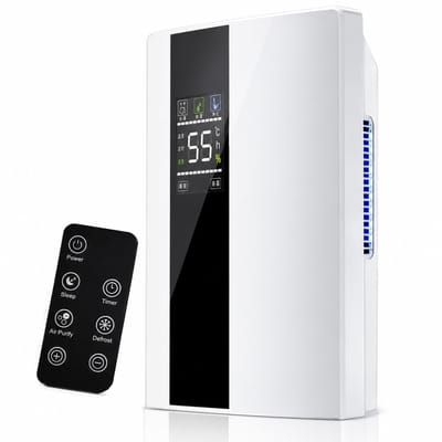 ITRONIQ Luchtontvochtiger 2200ML / 24U - Ingebouwde Luchtreiniger Met Ionisator - Timer - Afstandsbediening - 90W - Wit