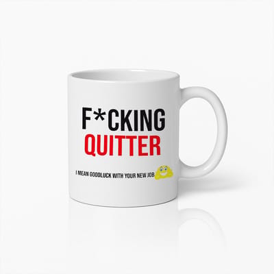 Grappige Afscheid Mok – "F*cking Quitter, Succes met Je Nieuwe Baan" – Sarcastisch Cadeau voor Collega's – Humoristische Kantoormok