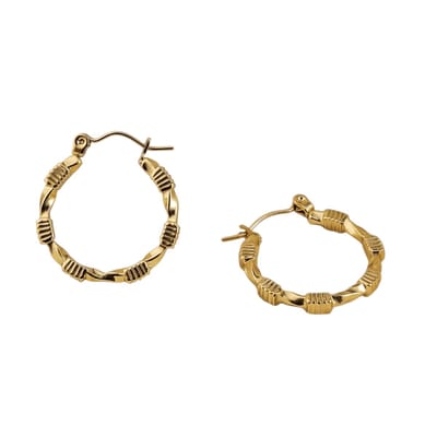 Aramat Jewels | Oorringen | RVS Blokjes Oorringen 25x23mm Goudkleurig | | | |4mm | Staal | Volwassenen | Verkleurd niet