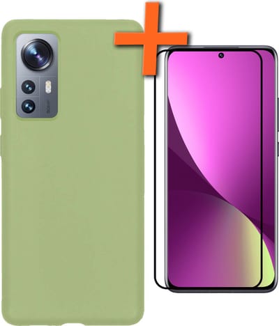 Hoes - Met Screenprotector - Geschikt voor Xiaomi 12 - Sterk & Shockproof - Back Cover - Siliconen Case - Telefoon Hoes - Groen