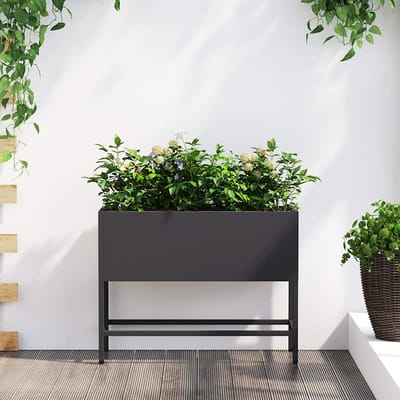 vidaXL - Verhoogde - Tuin - Plantenbak - Zwart - 60 - x - 26 - x - 45 - cm - Staal