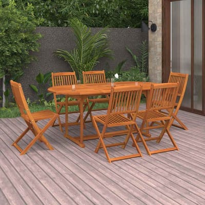 vidaXL - 7-delige - Tuinset - 180x90x75 - cm - massief - acaciahout