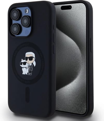 Karl Lagerfeld Silicone Karl&Choupette MagSafe case for iPhone 15 Pro - black