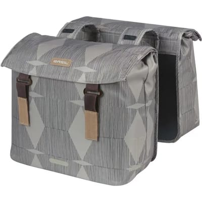 Basil Elegance - Dubbele Fietstas - 40-49 Liter - Waterafstotend materiaal - Gerecycled PET polyester - Chateau Taupe