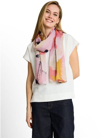 Tom Tailor - Sjaal met bloemenmotief - Maat ONESIZE - abstract big flower scarf