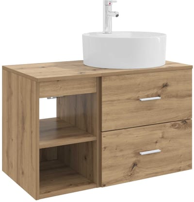 vidaXL - Badkamermeubel - Set - 2 - st - Artisanaal - eiken - Bewerkt - hout