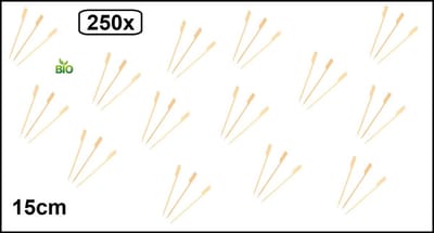250x Bamboe prikker / bbq pen 15cm - Prikkers BBQ festival thema feest food cocktail