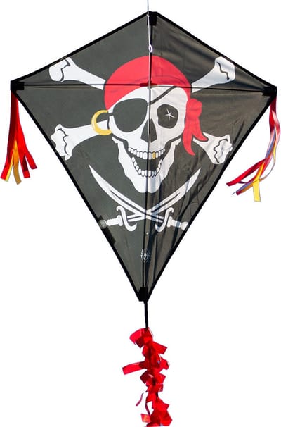 Kindervlieger Spiderkites Eddy Jolly Roger 40006 Zwart 75 x 75 cm