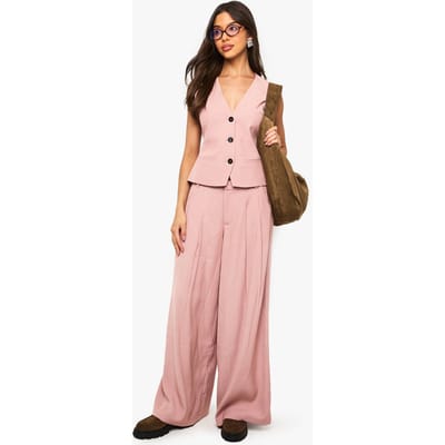 boohoo Dames Op maat gemaakte Palazzo broek met wijde pijpen | Roze | Maat: 36