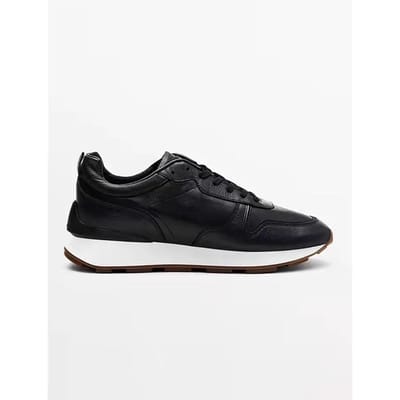 Lente Zomer Mode Mannen Echt Leer Dikke Zool Sneakers Comfortabel Effen Eenvoudig Casual Schoenen Mannen 44 black