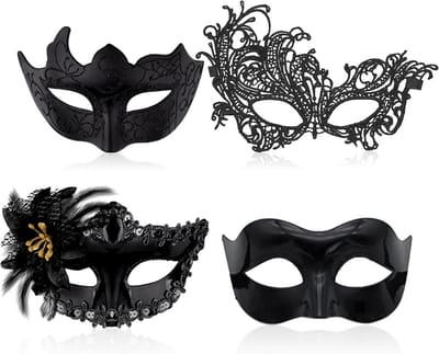 Set van 4 Venetiaanse Maskers voor Heren en Dames - Mascarade Feestmaskers voor Carnaval en Halloween
