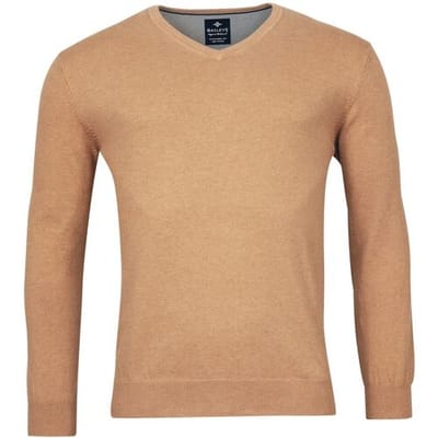 Baileys Trui Uni V-Neck Cotton Single Knit Donker Zand / male