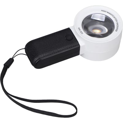 Verlichte Vergrootglas Handheld 30x Vergroting 3 LED Lampjes 1 UV Lamp Multifunctioneel Zak wit