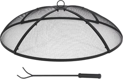 Ronde Vuurplaats 30 Inch met Vonkscherm - Opvouwbaar en Zwaar Belastbaar voor Terras en Tuin - Zwart