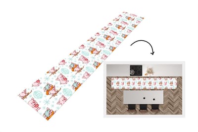 Keukenloper - Loper keuken - Winter - Varkens - Sneeuw - Patroon - Skiën - 300x50 cm - Keukenloper vinyl