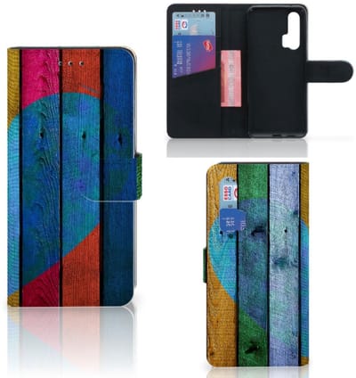 Honor 20 Pro Book Style Case Wood Heart - Cadeau voor je Vriend