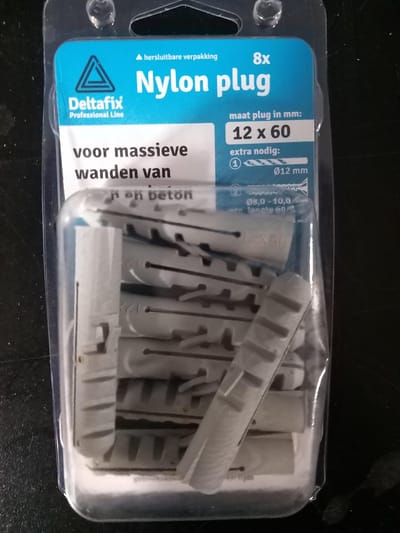 Deltafix nylon plug grijs 12 x 60 mm 8 st.