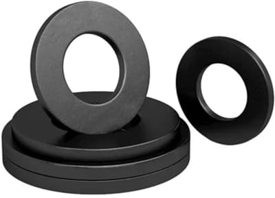 Platte sluitringen M6 - 10 stuks, roestvrij staal, zwarte coating - Ideaal voor schroeven en moeren