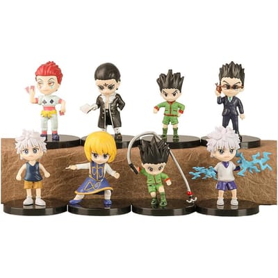 8 Stuks Hunter x Hunter GON FREECSS Anime Figuur Killua Zoldyck Actiefiguur Kurapika Figurine Volwassen Verzamelmodel Poppen Speelgoed No box brown
