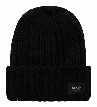 REPLAY muts sjaal Beanie + Scarf Set Black zwart