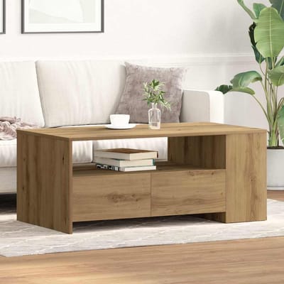 vidaXL - Salontafel - Artisan - Eiken - 102 - x - 55 - x - 43,5 - cm - Bewerkt - hout