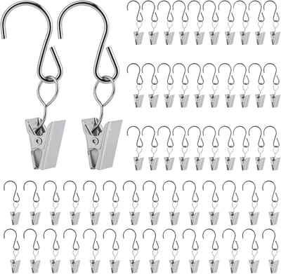 Gordijnclips 50 stuks - metalen clips met S-haak - stevig en duurzaam - ideaal voor het ophangen van gordijnen - ShopVlot