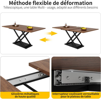Zubaliya - 5-Delig Uitbreidbare Eettafel Set - 4 Zwarte Fluweel Eetkamerstoelen - Houtnerf - Industriële Stijl - Eetkamer Meubelen