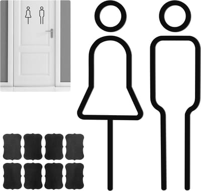 Zelfklevend Acryl Toiletschild met Mannen en Vrouwen Symbool voor Gastentoilet, Perfect voor Hotels, Restaurants en Kantoorruimtes (Zwart)