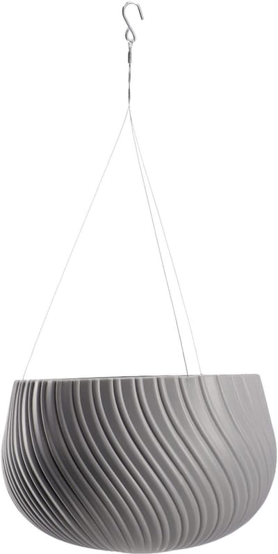 KADAX Hangpot, bloemenhanger met ketting en haak, hangplantenpot voor rankbloemen, plantenbak met inzetstuk, plantenbescherming voor binnen en buiten (diameter 32 cm, donkergrijs)