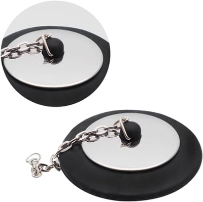 Rubberen Afvoerstop - Badstop Ketting - Bad Vullen - Hoogwaardig Rubber RVS - 30x30mm - Zoals Getoond