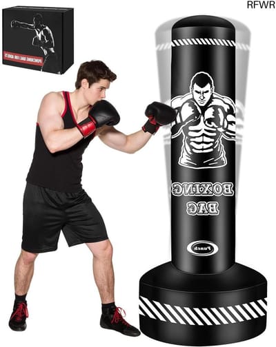 RFWR® Vrijstaande bokszak 180 cm - Opblaasbare zware bokszak voor MMA, Muay Thai en kickboksen