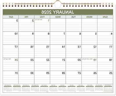 Wandkalender 2025-2026 - Jaarkalender Planning - Thuis Kantoor Klas - 18 Maanden Planning - 368 x 292 cm - Groen