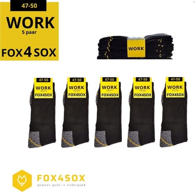 Work Werksokken - FOX4SOX werksokken - Werk sokken Zwart - Maat 47 - 50