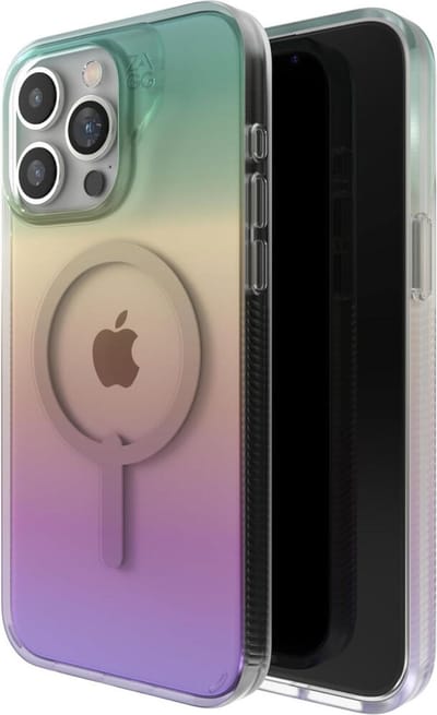 ZAGG Milan Snap Hoesje Geschikt voor iPhone 15 Pro Max - Back Cover Compatibel met MagSafe - Gerecycled Materiaal - Grafeen - Iridescent