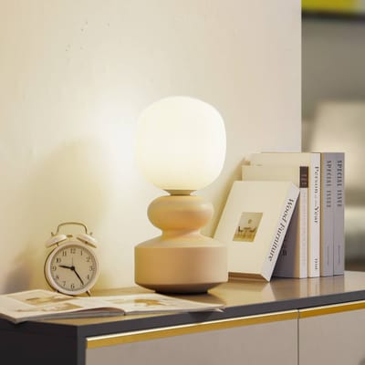 Lucande - Tafellamp - 1licht - Keramiek, glas - H: 38 cm - E14 - wit, geel (Pantone 13-1308TXC)
