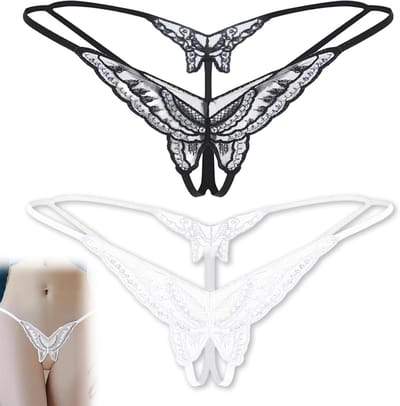 Lace Sexy String Ondergoed Set voor Vrouwen - 2 Stuks, Verleidelijke Lingerie, V-Hals, Lage Taille, Perfect voor Romantische Avonden en Speciale Gelegenheden