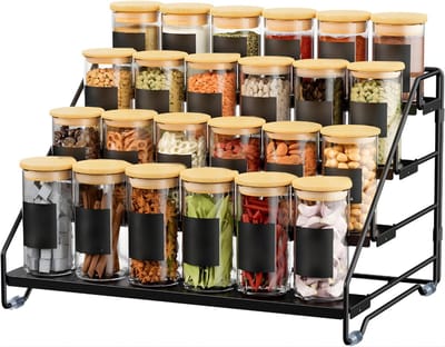 QIN® Kruidenrek - Kruidenpotjes - Kruidenrek Ophangbaar - Kruidenrek Staand - Zwart - 33cm x 10cm x 7cm