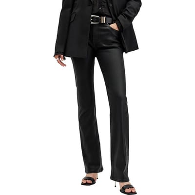 AllSaints Haldan Slim Bootcut Coated Black Taglia: W25 | Pantaloni di pelle Outlet | Donna | Nero