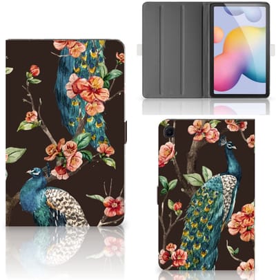Samsung Galaxy Tab S6 Lite | S6 Lite (2022) Flip Case Pauw met Bloemen