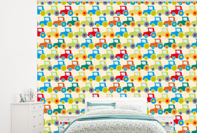 Behang - Fotobehang Patronen - Trekker - Kleuren - Jongetje - Jongens - Kinderen - Kids - Breedte 300 cm x hoogte 240 cm