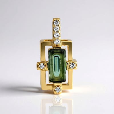 Cavill - Zilveren hanger 18K goud verguld - 0,35 ct Indigoliet octagon - 7 Cambodjaanse zirkonia - Elegante dames sieraden