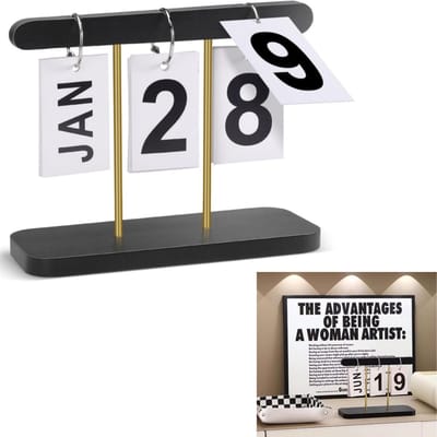 1 artikel - Flipkalender - Eeuwigdurende kalender - Houten verticale flipkalender - Dagelijkse aftelkalender voor op het bureau - Herbruikbare bureaukalender - Zwart - Geschikt voor kantoor, thuis en in het klaslokaal