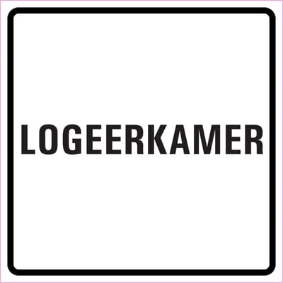 Logeerkamer sticker, wit zwart 100 x 100 mm