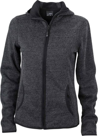 James and Nicholson Dames/dames Gebreide Fleece Hoodie (Donker melange/zwart)