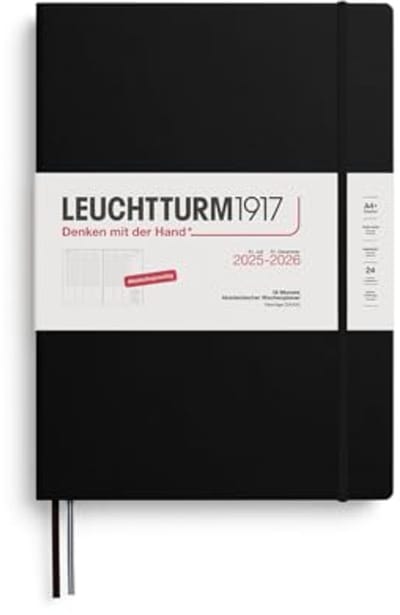 Academische weekplanner A4+ 18 maanden 2026, hardcover zwart