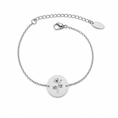 Graveerbare Armband met Geboortebloem Zilver
