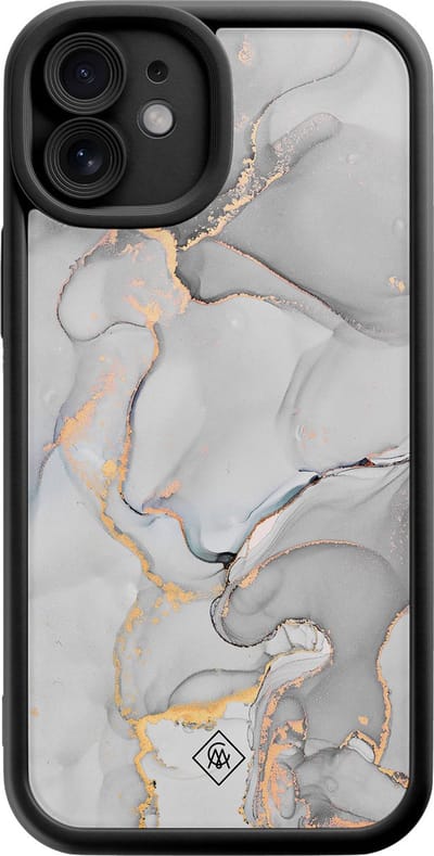 Casimoda® hoesje - Geschikt voor iPhone 11 - Marmer Grijs - Effen telefoonhoesje met lensbescherming - Siliconen/TPU - Backcover - Grijs