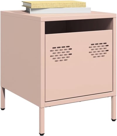 Nachtkastje Staal - Dressoirkast Vloerkast - Slaapkamer Kantoor - Industrieel Design - 35x39x43.5 cm - Roze