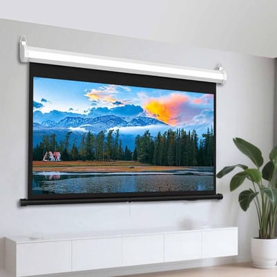 Projectiescherm Intrekbaar - HD Scherm - Thuisbioscoop Creëren - Zonder Boren Montage - 60 Inch - Wit
